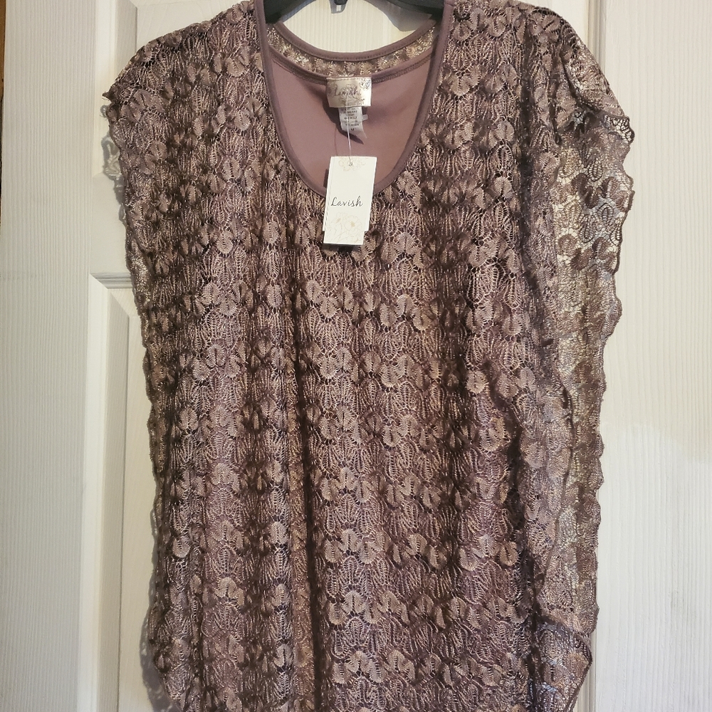 Ladies Tunic Top. Silk tank with lace top. Medium.